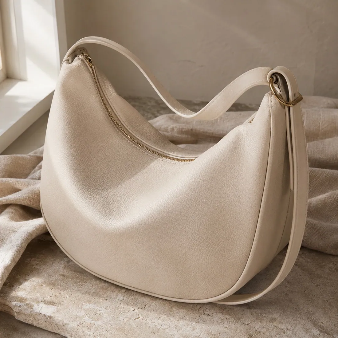 Livia mini shoulder bag in warm ivory