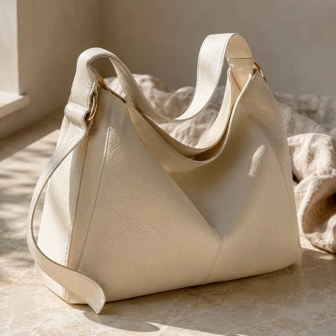 Marsett drawstring pouch bag in buttercream