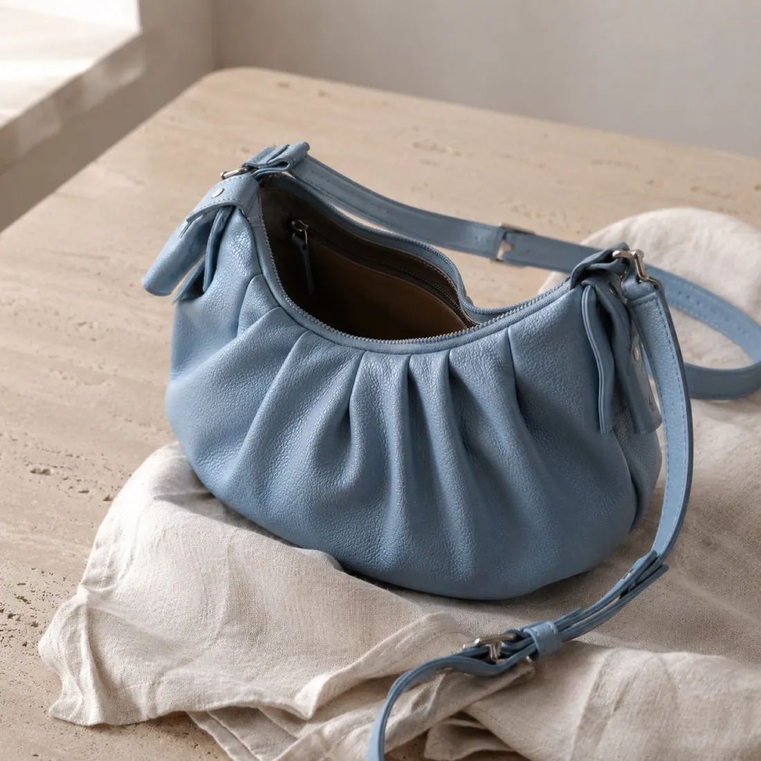 Ortona mini shoulder bag in porcelain blue