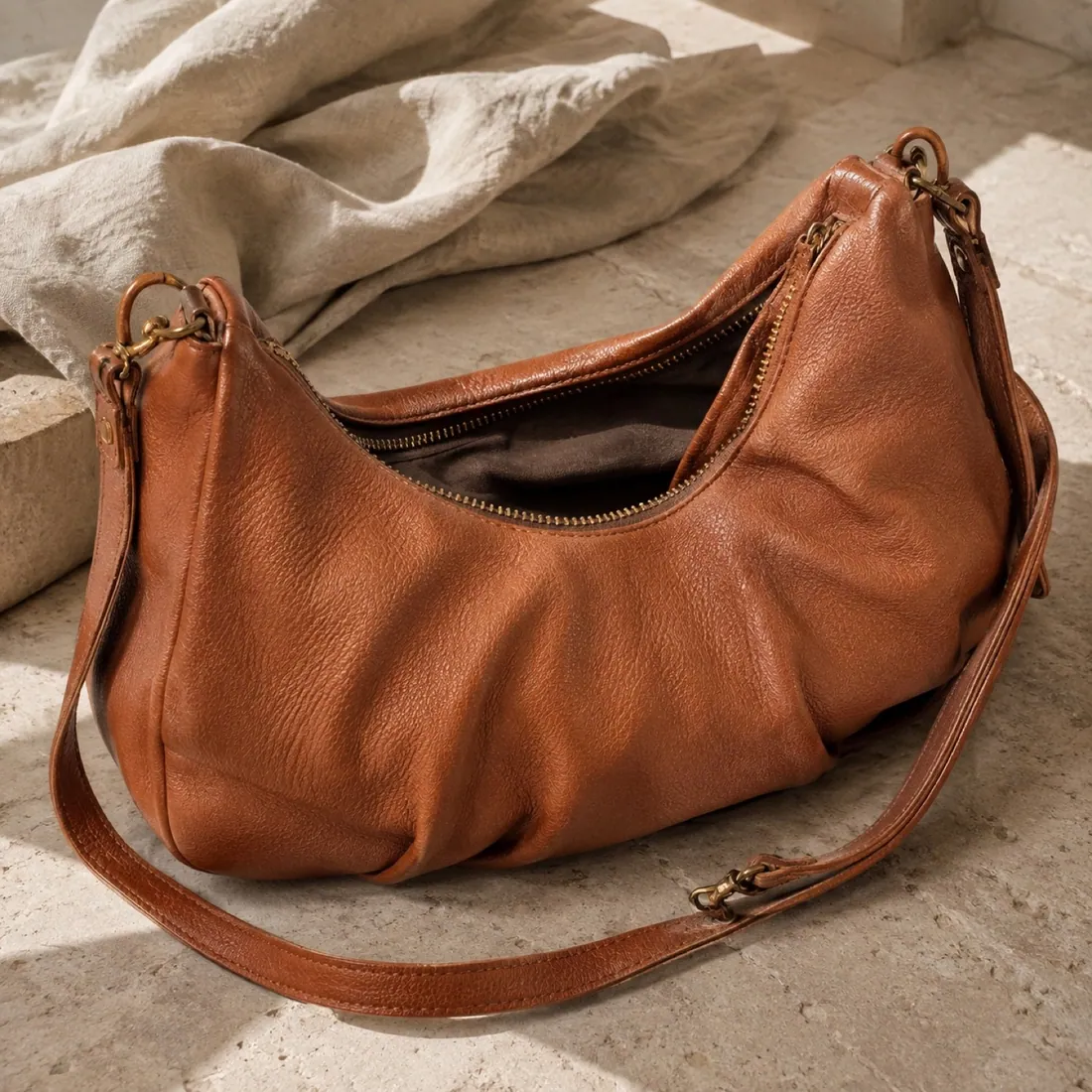 Paloma soft crossbody bag in copper tan