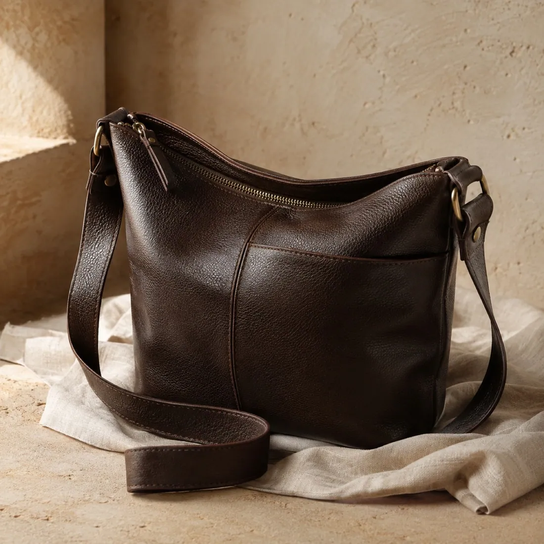Celia quilted phone bag in espresso