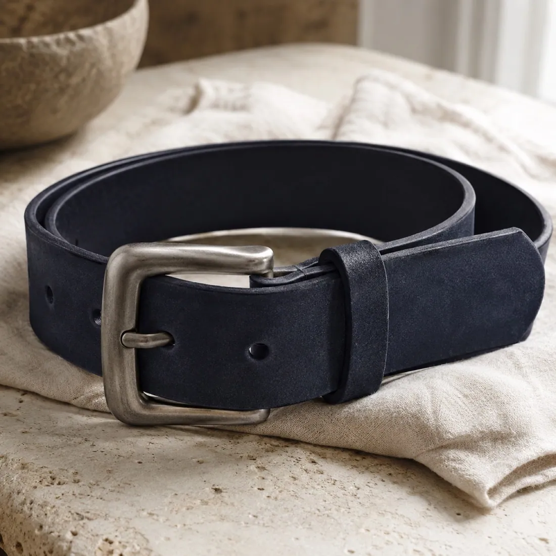 Marsett arched keeper belt in smoked navy