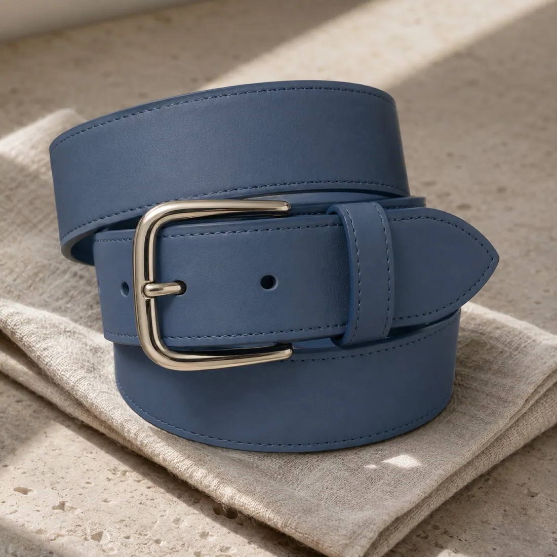 Marsett woven ring belt in porcelain blue