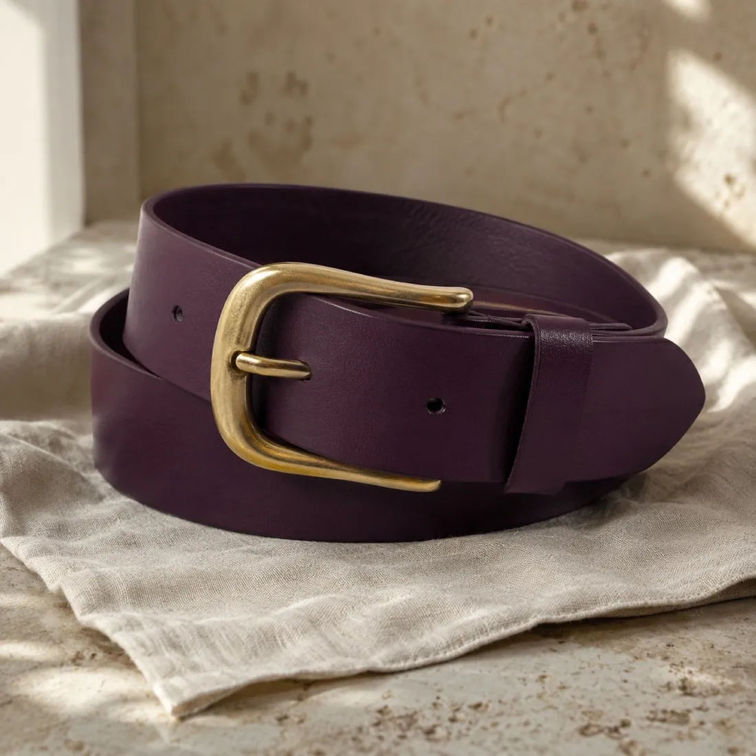 Vesper woven ring belt in deep plum