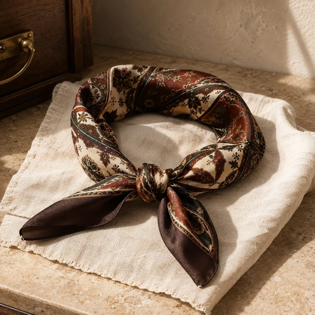 Ortona silky hair wrap in espresso