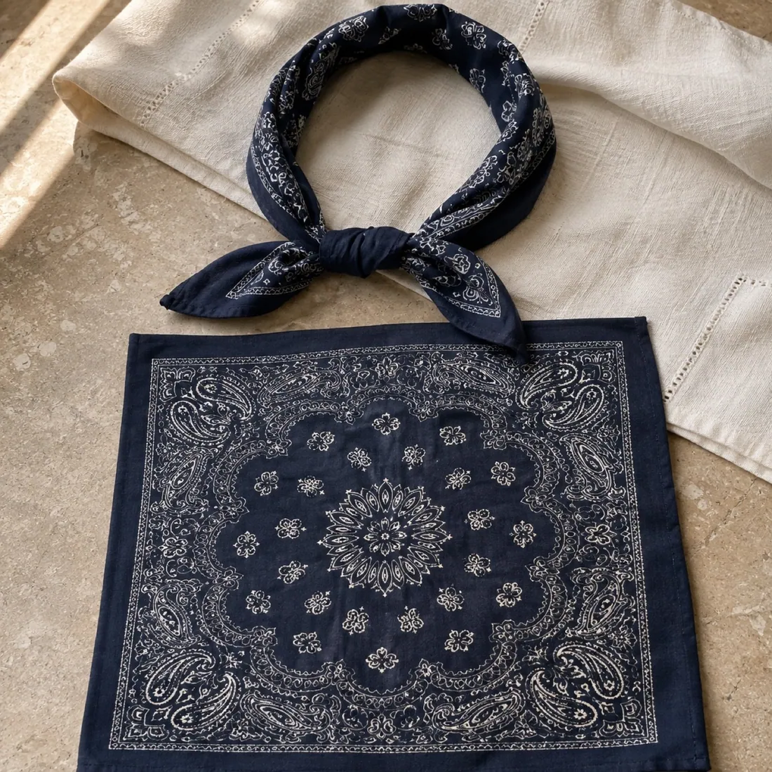 Ortona bandana scarf in smoked navy