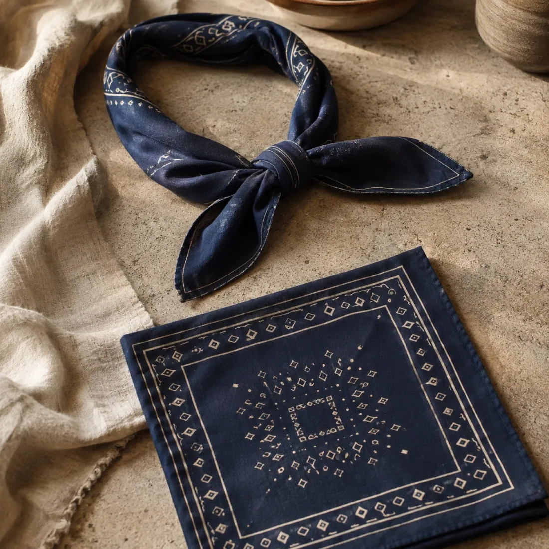 Cortona silky hair wrap in smoked navy