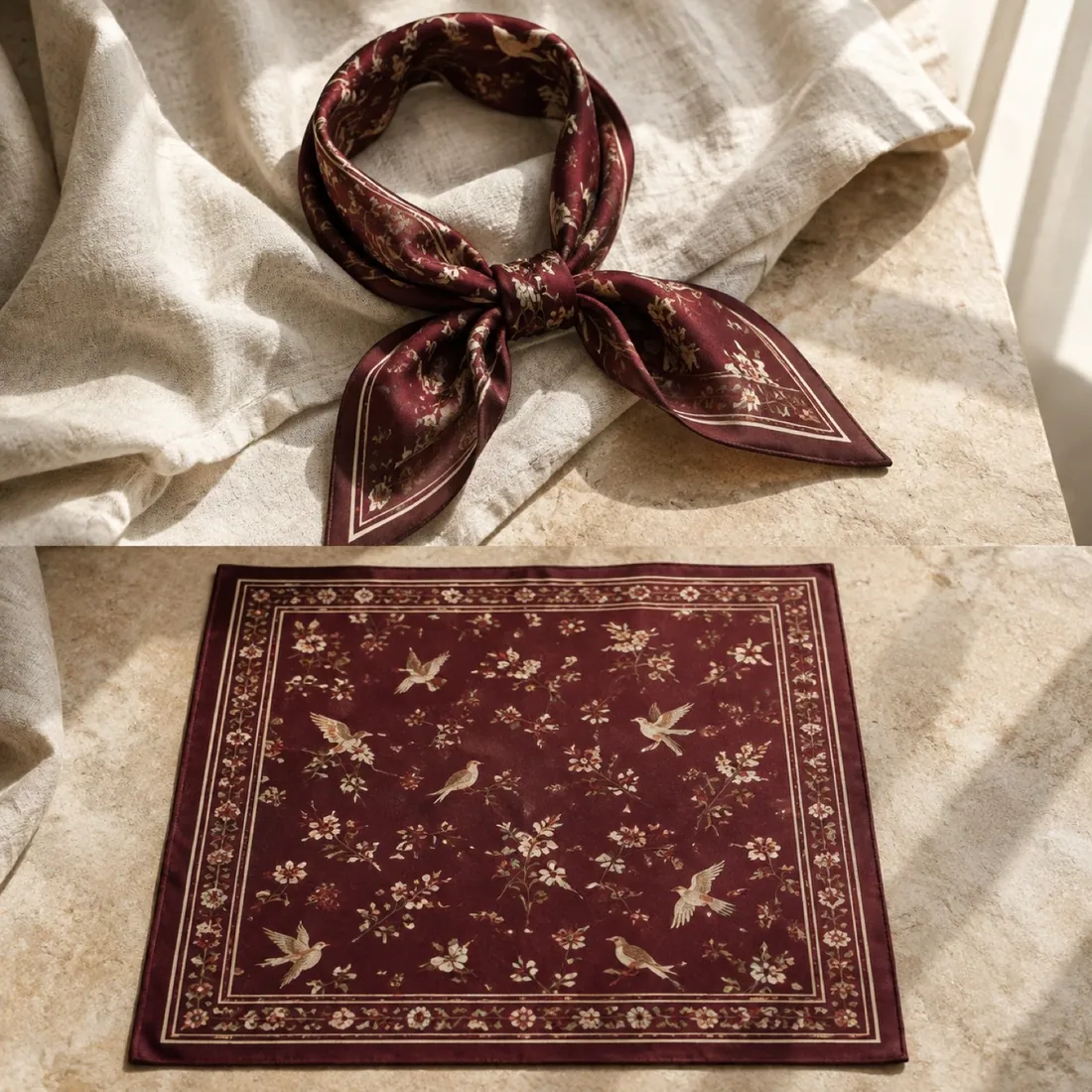 Sancia silky hair wrap in oxblood