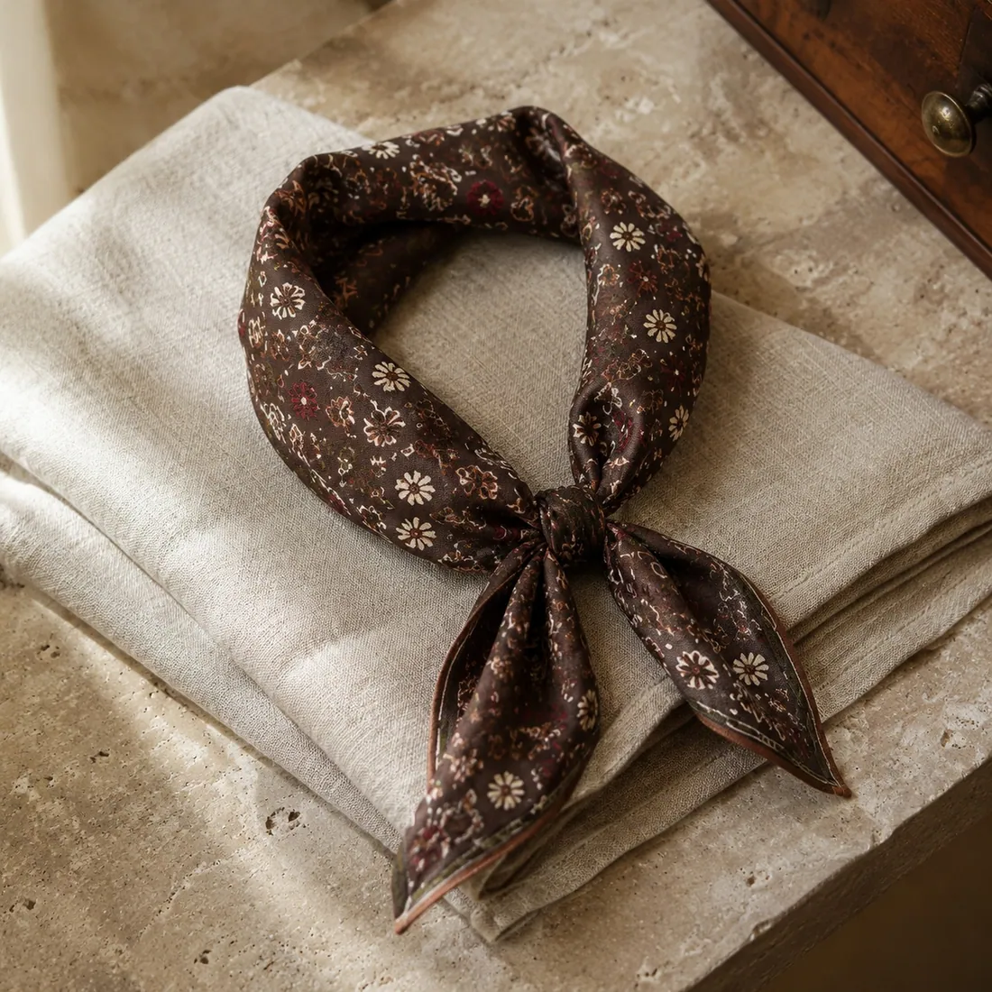 Elba skinny neck scarf in espresso