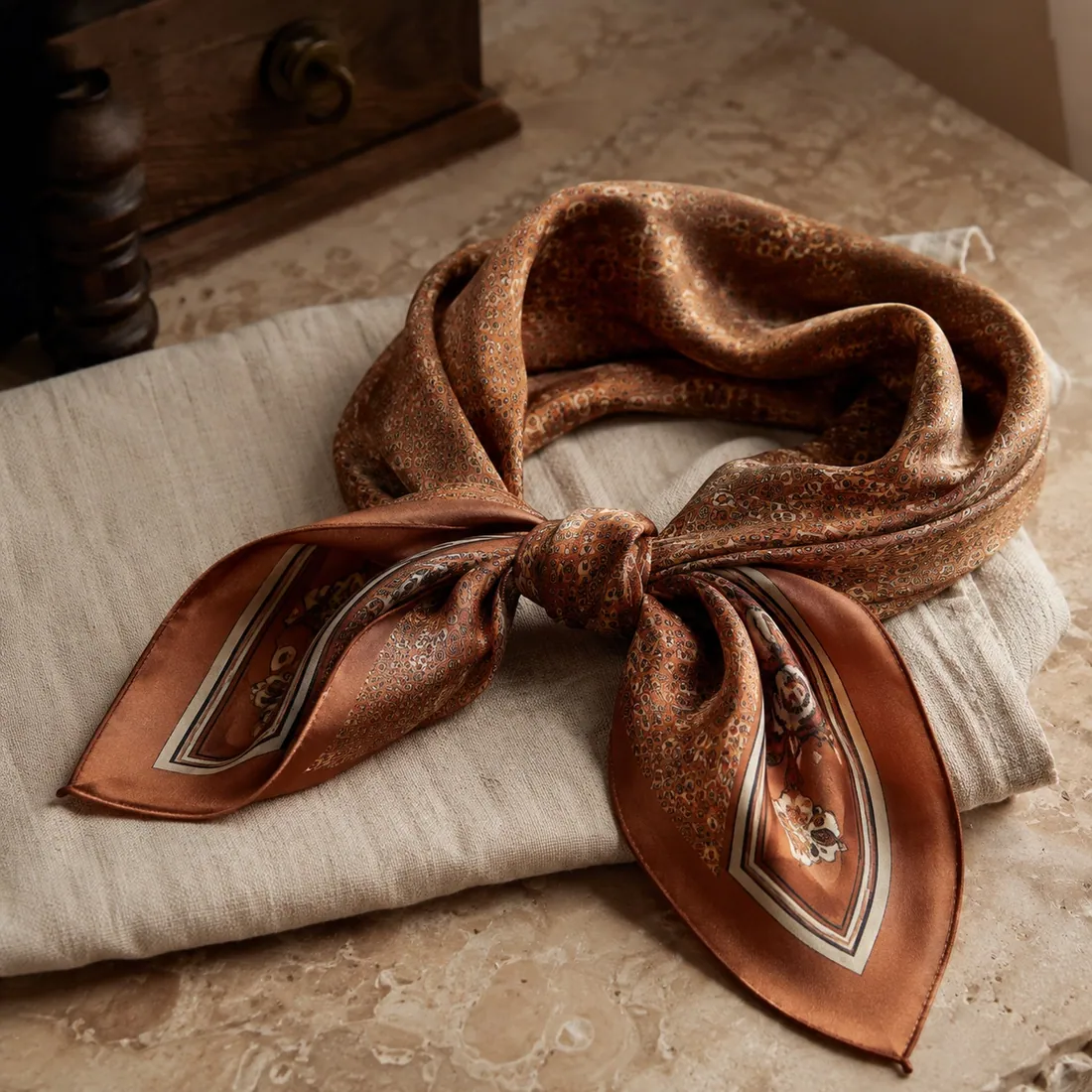 Bramble silky hair wrap in copper tan