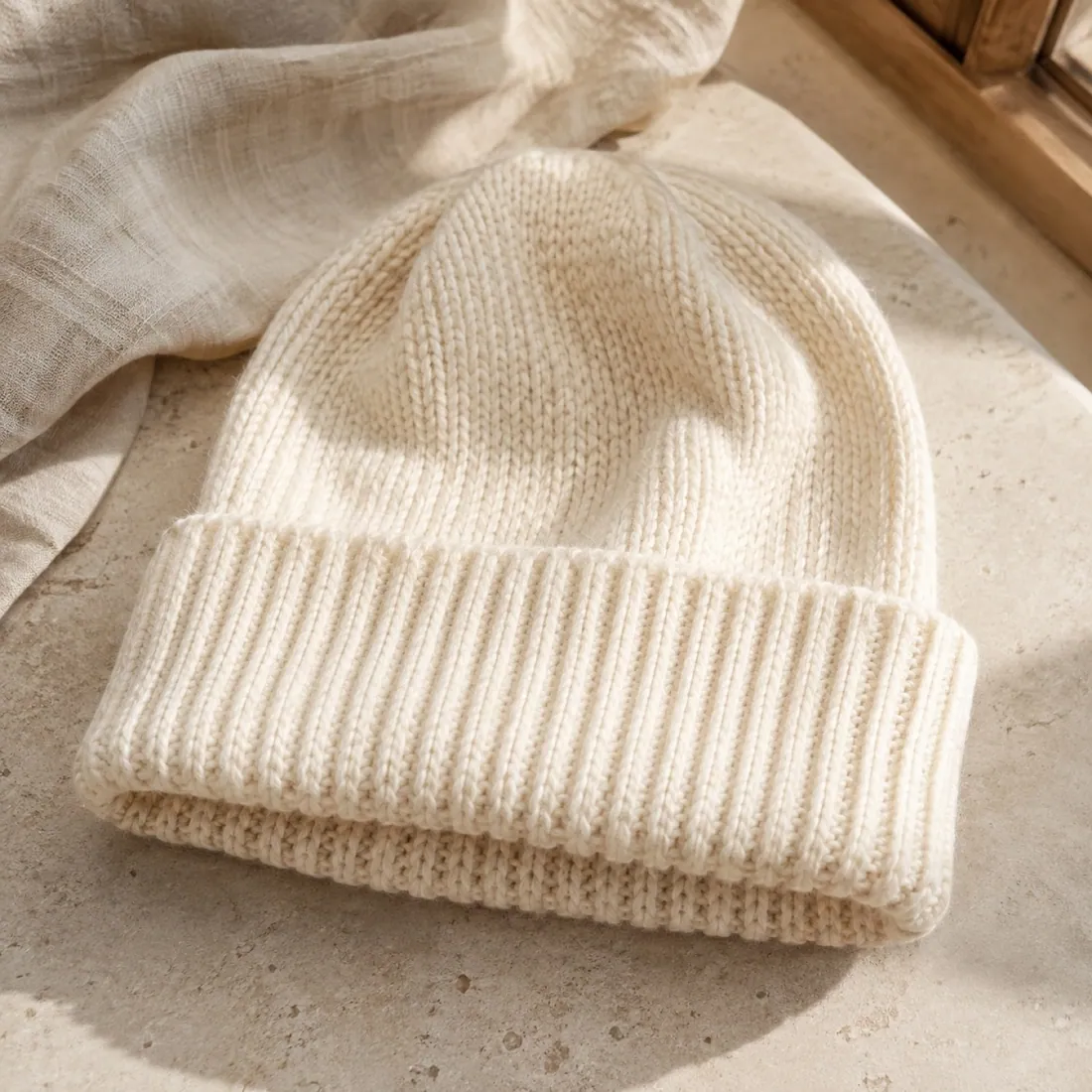 Carina soft watch cap in buttercream