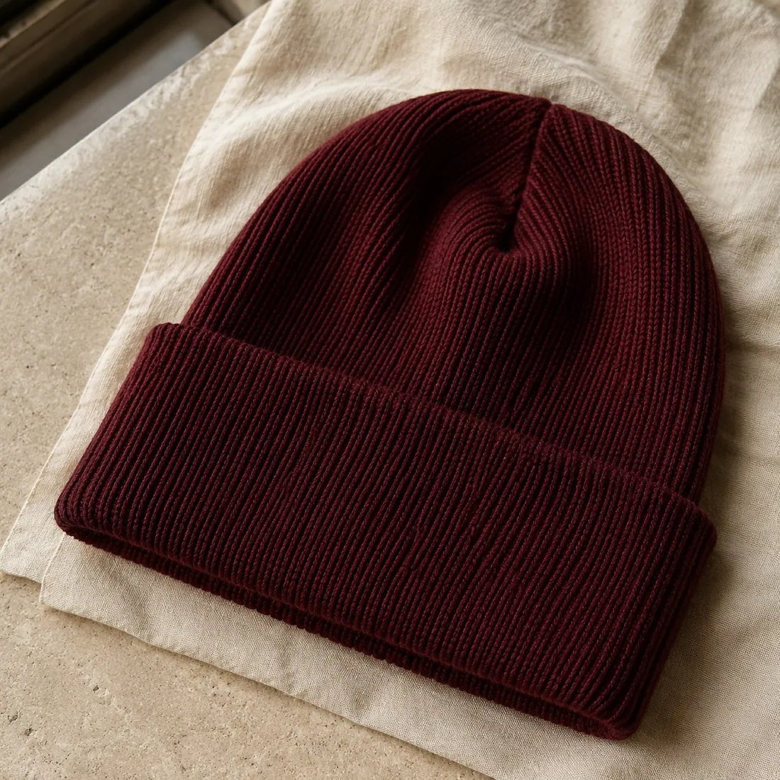 Fallow soft watch cap in oxblood