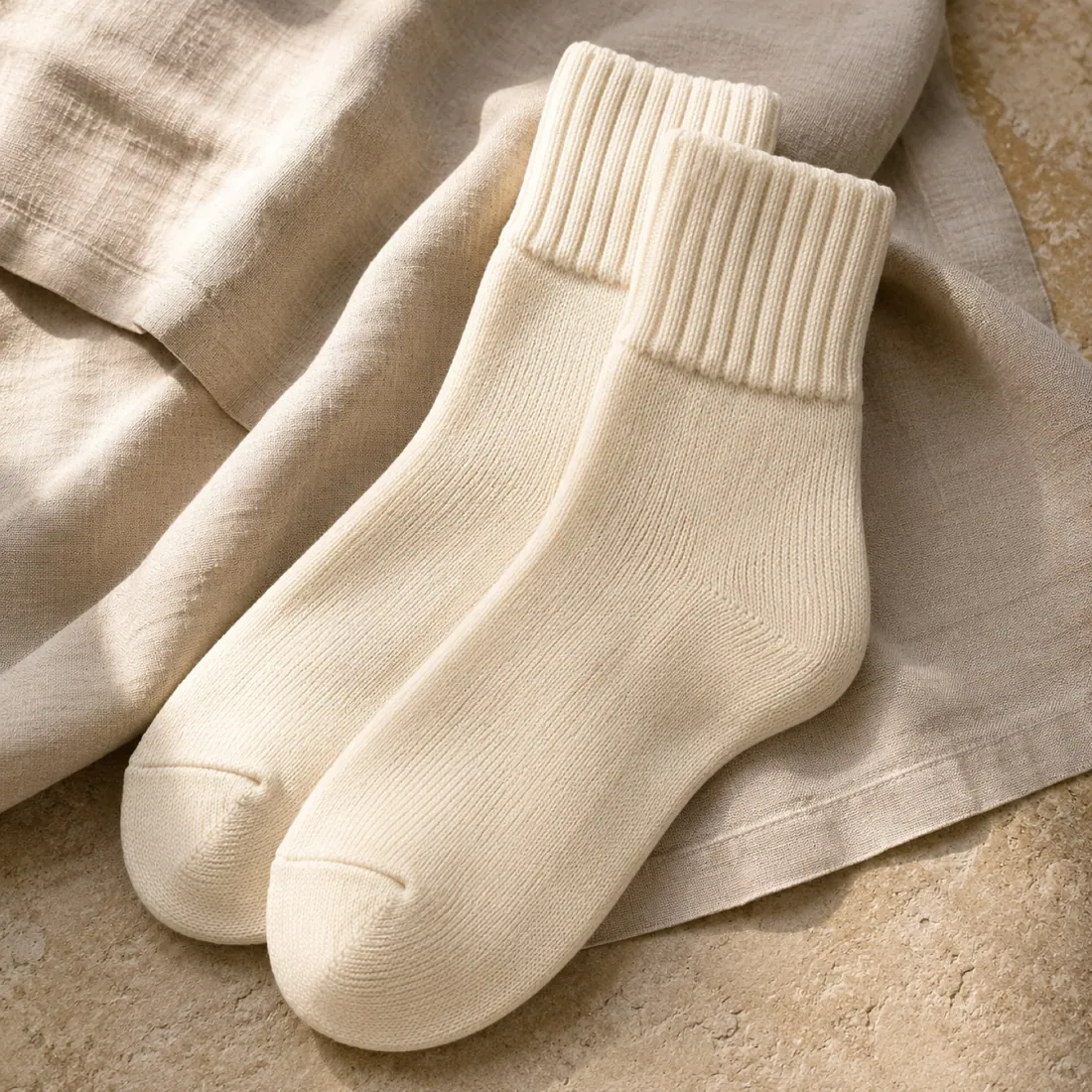 Livia cotton crew sock in warm ivory