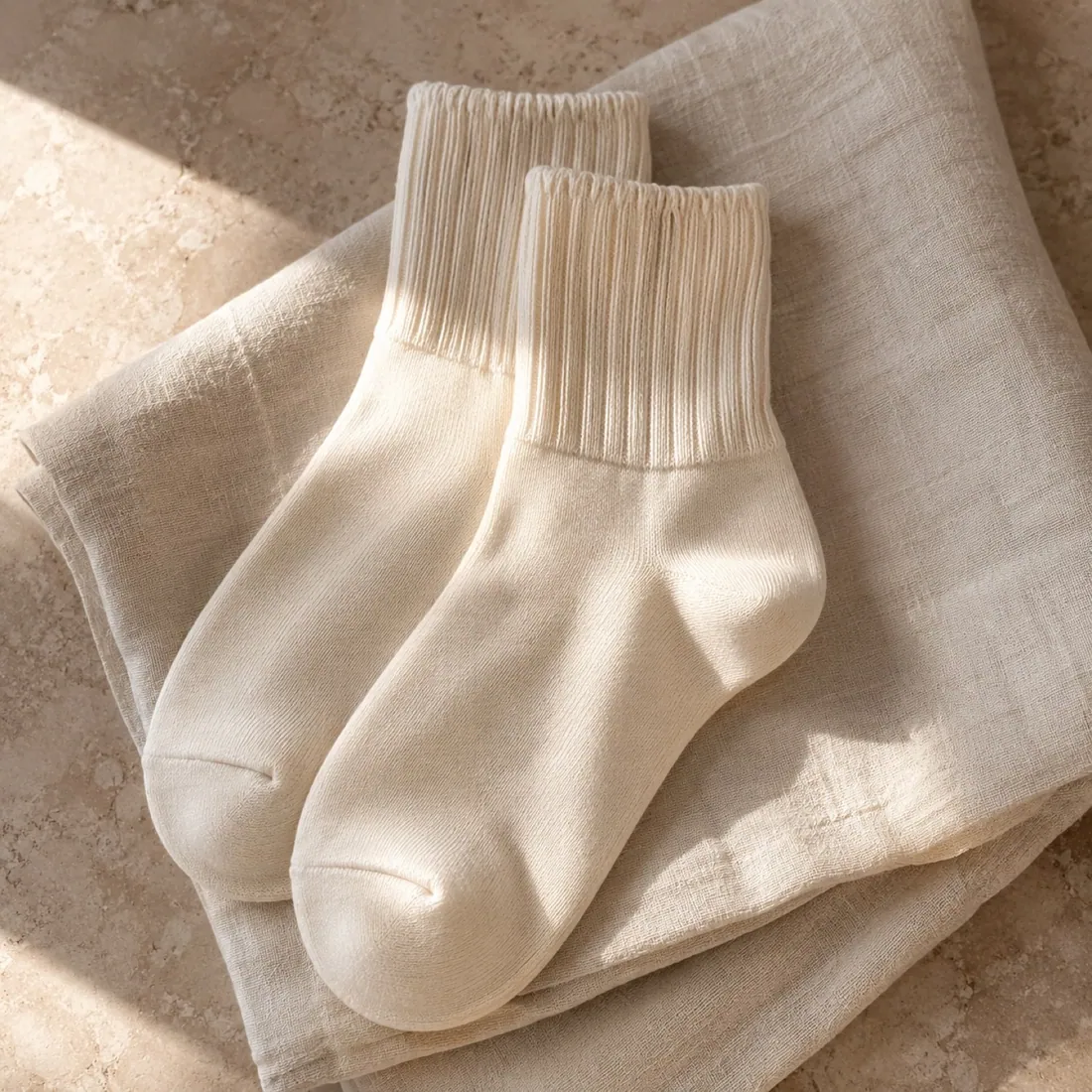 Vesper rib ankle sock in buttercream