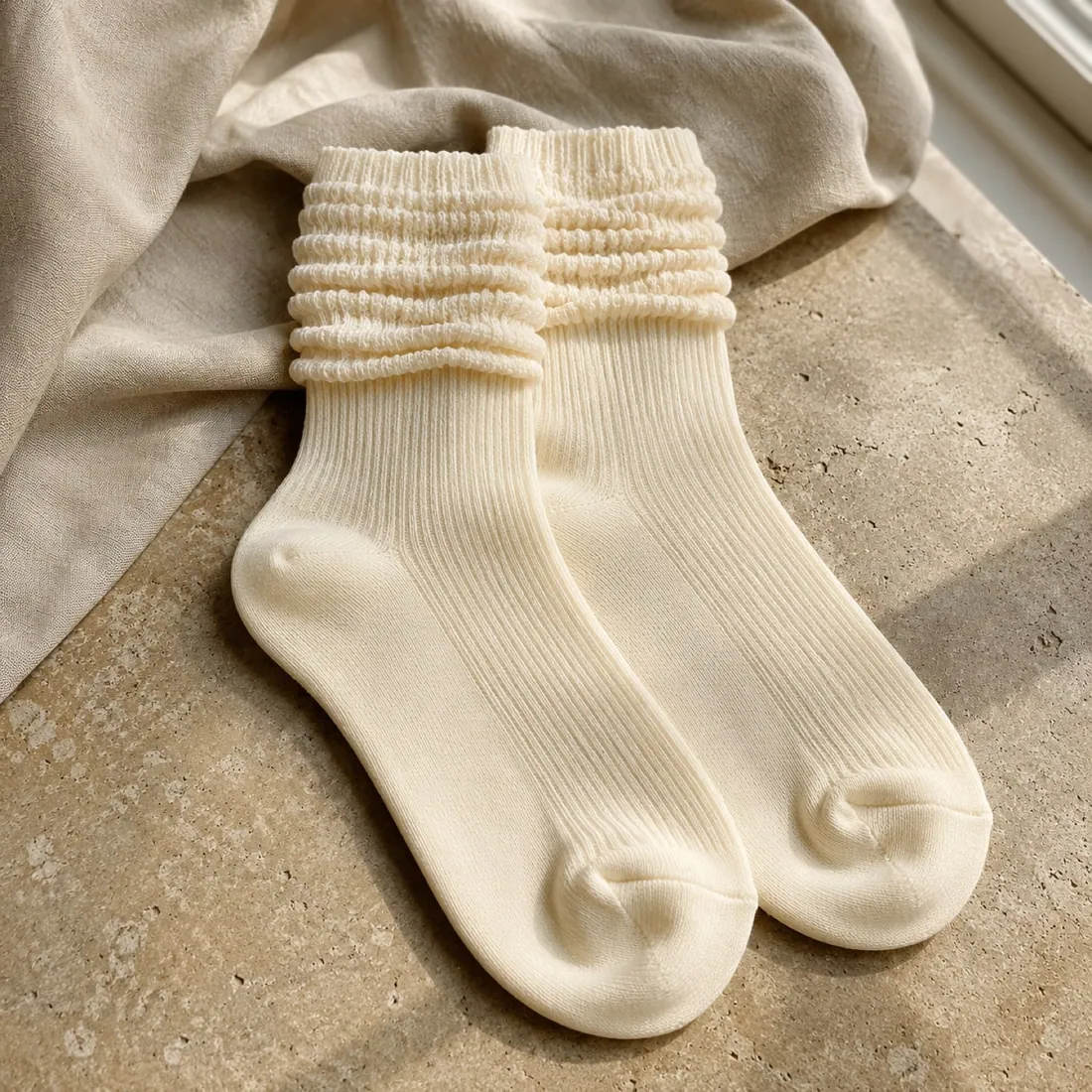 Cortona rib ankle sock in buttercream