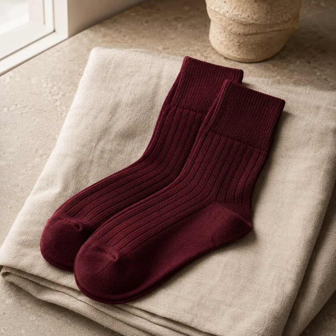 Sancia sheer stripe sock in oxblood