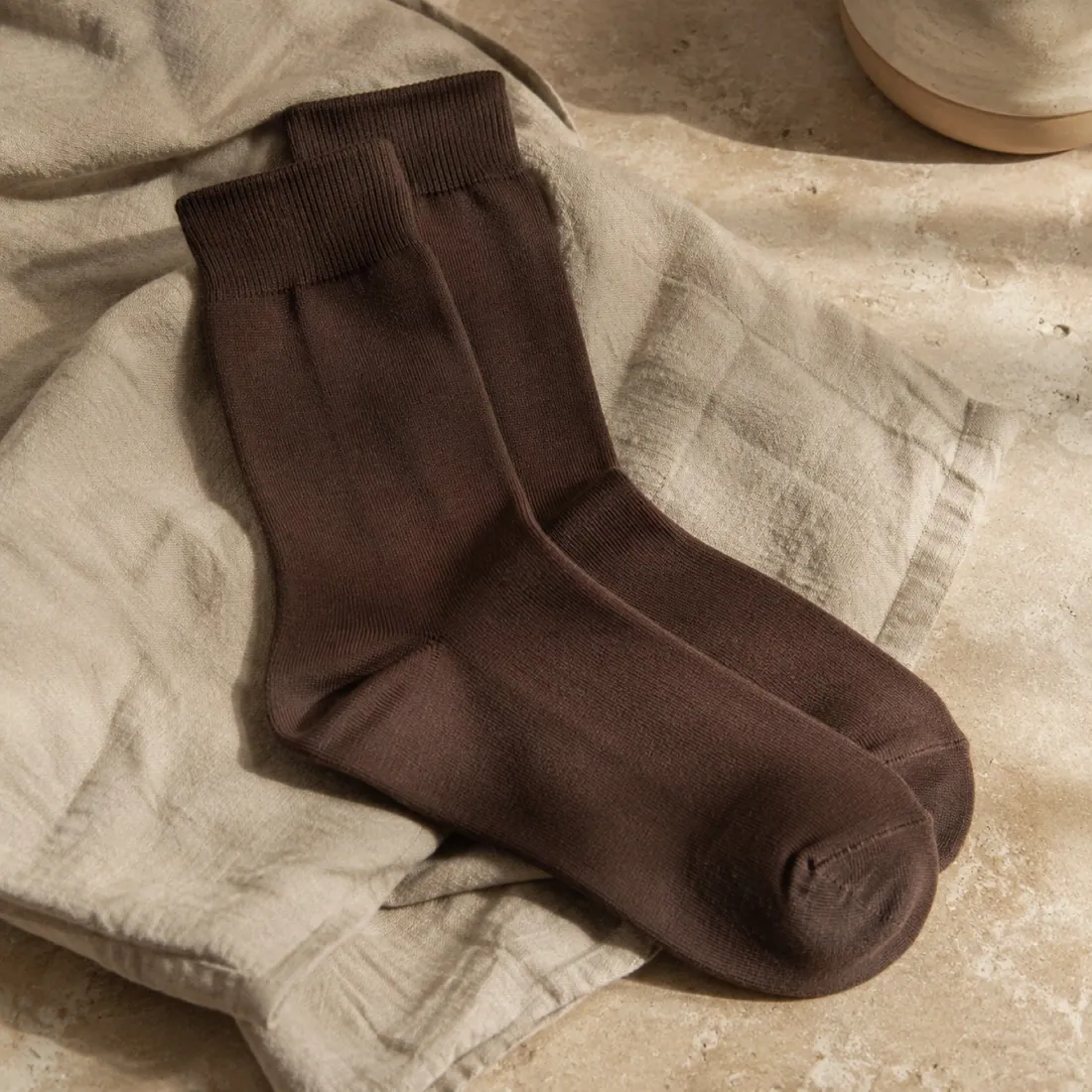 Noemi rib ankle sock in espresso