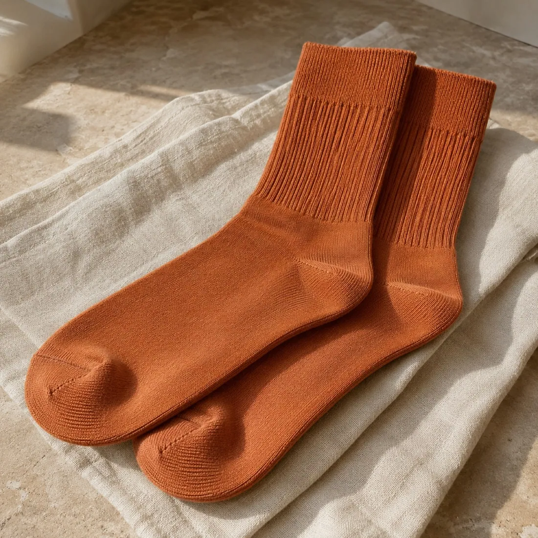 Siena cotton crew sock in copper tan