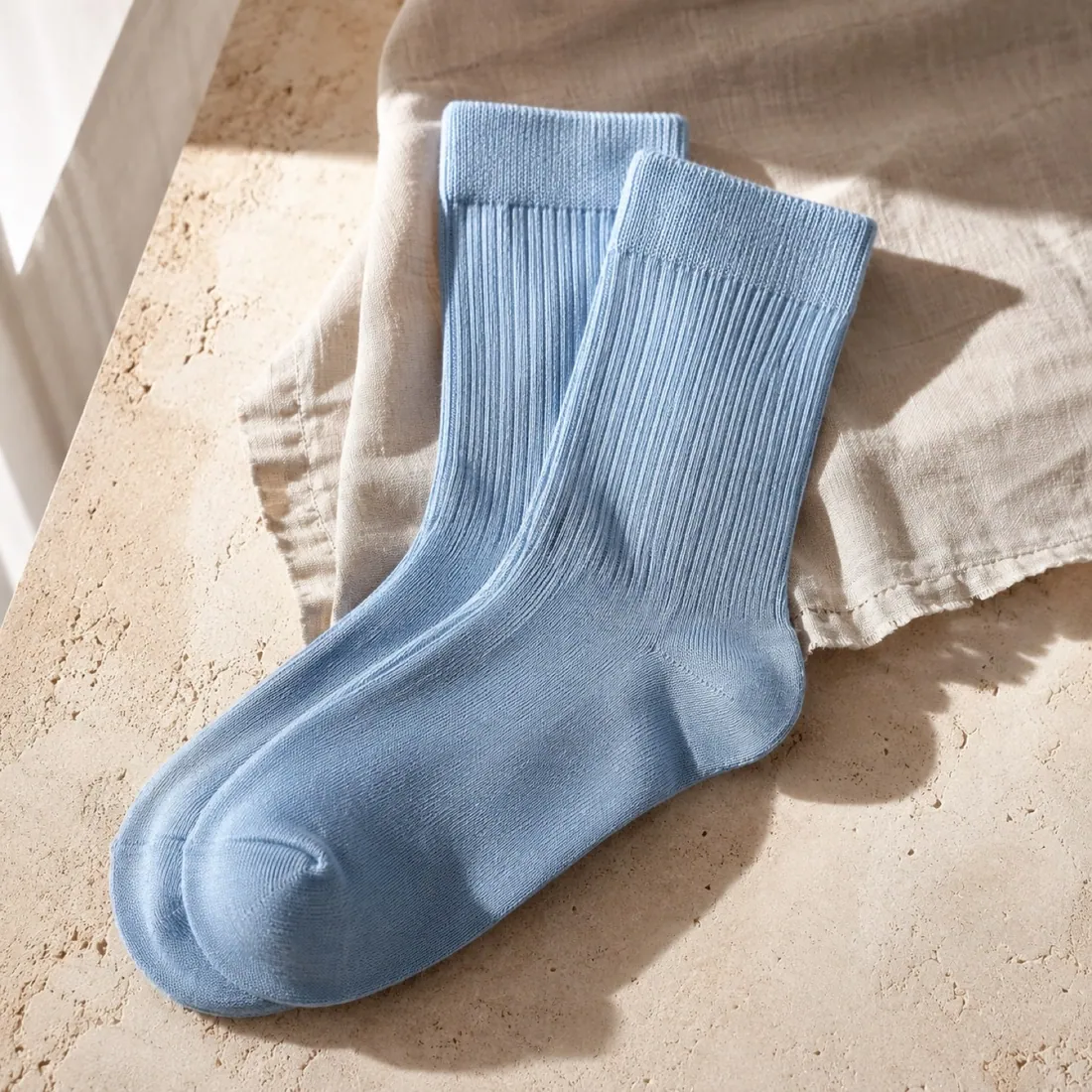 Miro cotton crew sock in porcelain blue